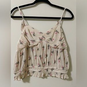 American Eagle Dainty Floral‎ Tie Strap Crop Top - M